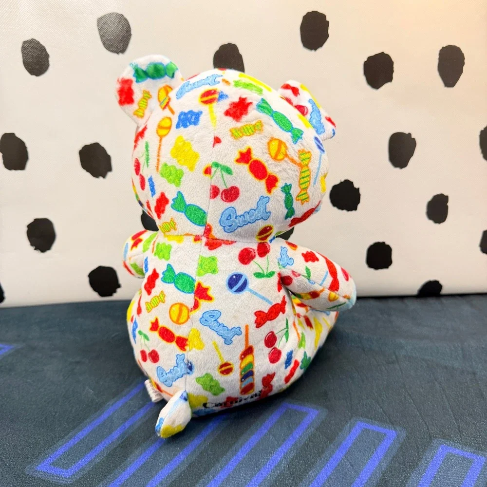 Cherry on Top Plush Bear Kids White Candy Print Soft Stuffed Animal Toy